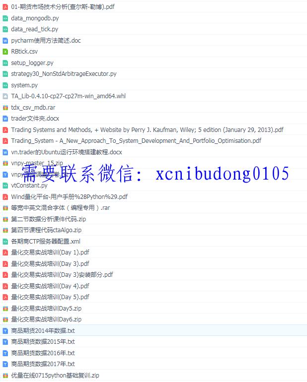 2017年VNPY打造专属量化交易系统6天量化交易实战培训高清视频教程附讲义源码数据与参考资料-期货市场营销课程测试