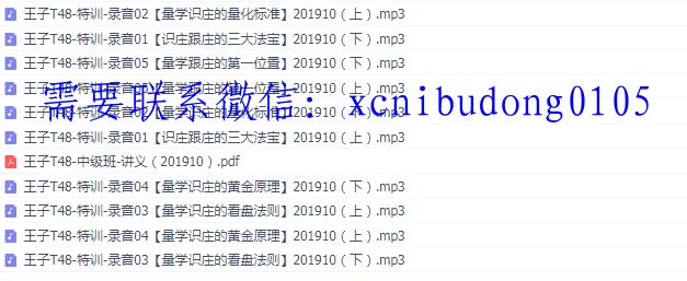 黑马王子2019年T48特训班量学跟庄系列课程录音ppt-期货泰小明课程