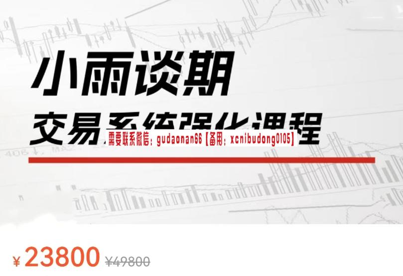 小雨谈期：2024年强化课交易系统训练营期货实战视频-美股波段交易